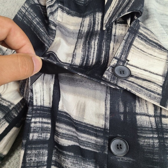 Simply Vera‎ Jacket Blazer Womens Small Black White Plaid Button Double Breasted - Picture 7 of 16